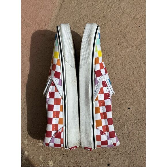Vans Off The Wall Classic Checkerboard Red Yellow Blue Slip On Skate Shoes  Size - Picture 4 of 10